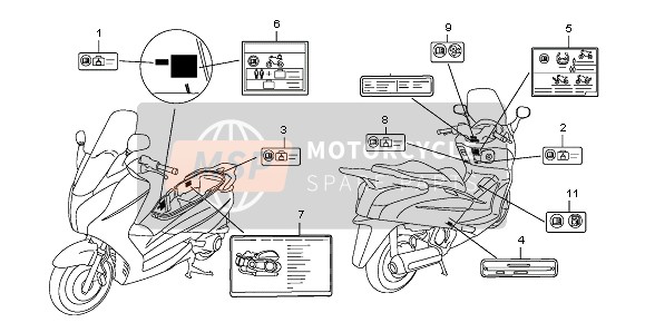 Honda FES125A 2011 CAUTION LABEL for a 2011 Honda FES125A